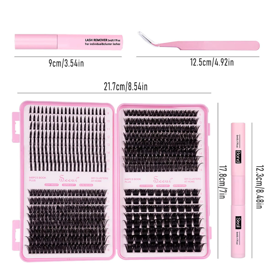 Seeui Wimpern-Cluster-Set, Wimpernverlängerungs-Kit, Unisex - Bild 2
