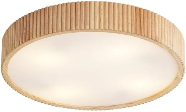 QAZQA Japandi Deckenleuchte Lyra aus Holz und Glas in Weiß und Braun, Durchmesser: 50 cm, 4-flammig - Bild 1