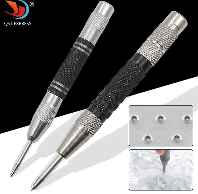 QSTEXPRESS Automatischer Körner Locator in Silber und Schwarz, 128mm oder 155mm, Körner für Holzbearbeitung und Fensterbruch - Bild 1