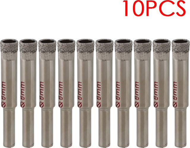 Stookits 10er Set Diamantbeschichtete Bohrer 8 mm für Glas und Granit in Silber - Bild 1