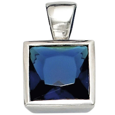Colfem Anhänger quadratisch, 925 Silber, Zirkonia, blau, Unisex - Bild 1