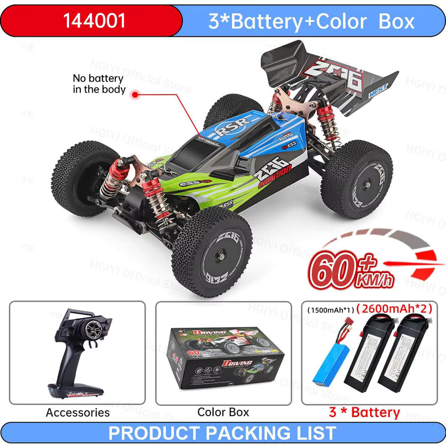 WLtoys 144001 Hochgeschwindigkeits-Rennwagen, RC Offroad-Auto, ferngesteuert, ab 14 Jahren - Bild 6