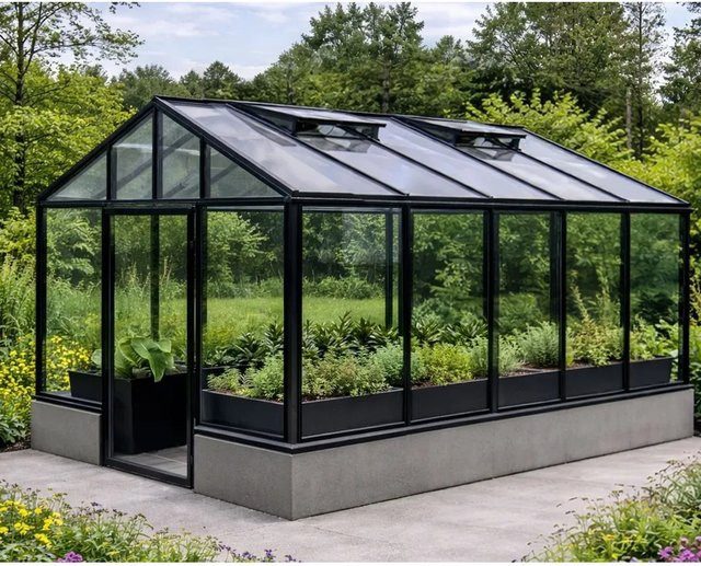 Bloomcabin Wandgewächshaus GHWM4 aus Aluminium und Sicherheitsglas in Schwarz - Bild 1