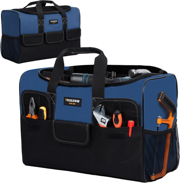TKIGZNW T009 Werkzeugtasche 17 Zoll in Gelb und Blau mit 6 Außentaschen für Handwerker und DIY-Enthusiasten - Bild 1