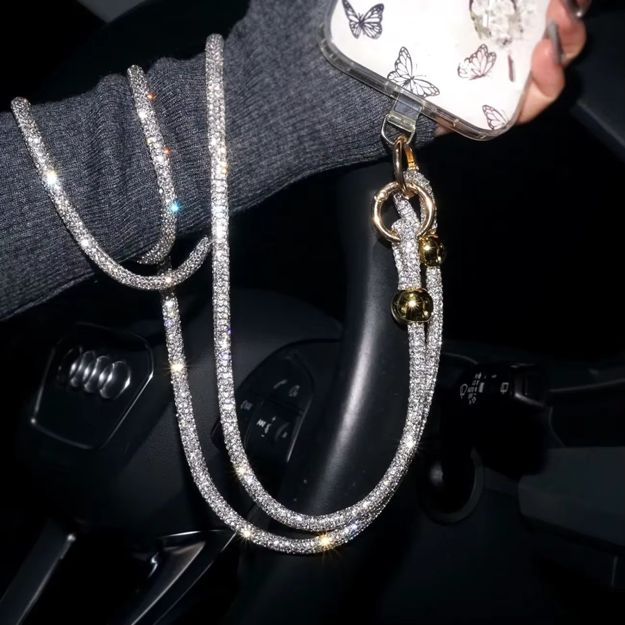 ZHIO Handy Lanyard mit Diamant-Design als elegante Umhängetasche für Damen in Silber und Multicolour - Bild 2