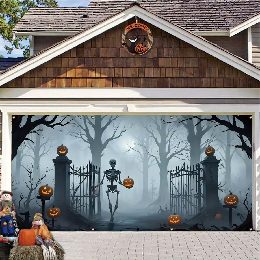 Sjs Halloween Stoffbanner für das Garagentor, mehrfarbig, rechteckig mit Ösen zum Aufhängen - Bild 2