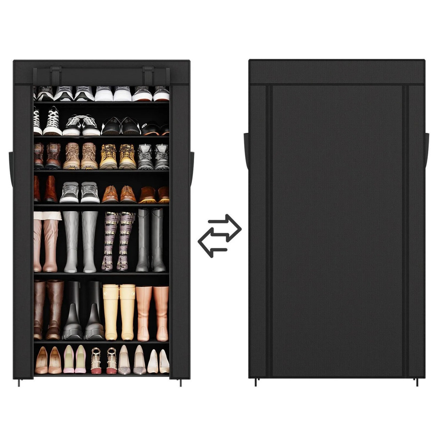 Sekey Stoffschrank Schuhschrank mit 9 Ebenen aus Vliesstoff und Metallrohren in Schwarz, Breite: 85 cm - Bild 2
