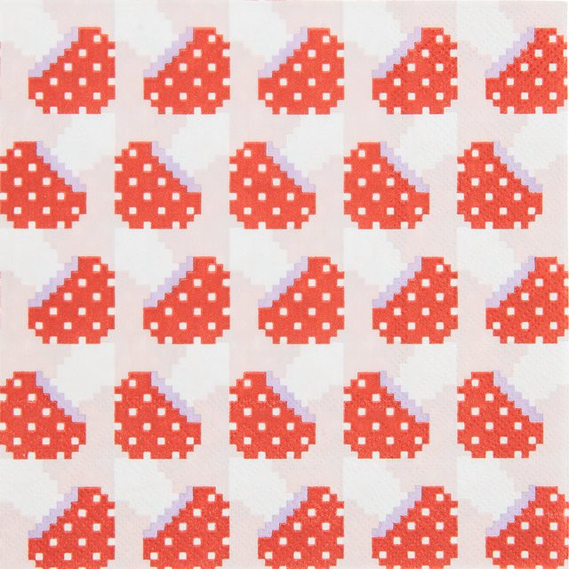Rico Design Servietten Fliegenpilz Pixel Puder in Rot B: 33,0 cm, T: 33,0 cm, H: 20,0 cm - Bild 1