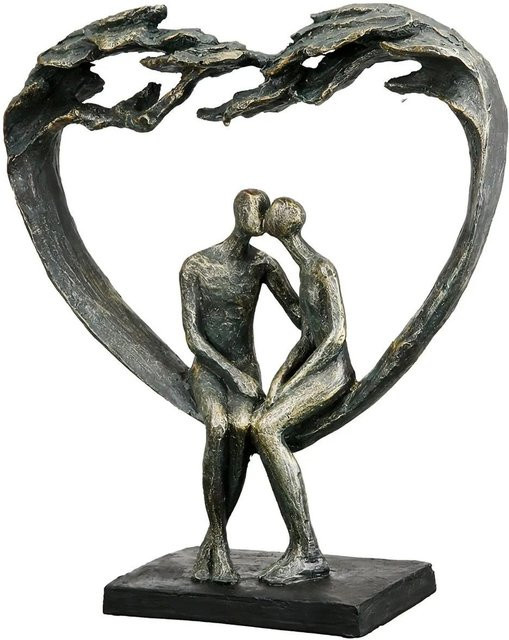 Gilde Skulptur Kiss under Tree in Bronzefarben mit Herz-Motiv, Höhe: 30 cm, Breite: 26,5 cm - Bild 1