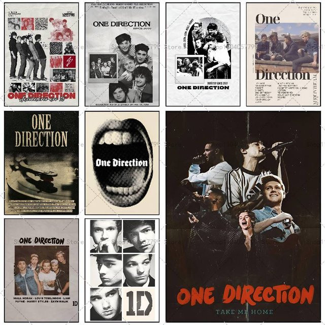 Band One D-Richtung Selbstklebendes Wandbild Bilibili Retro Poster in Mehrfarbig - Bild 1