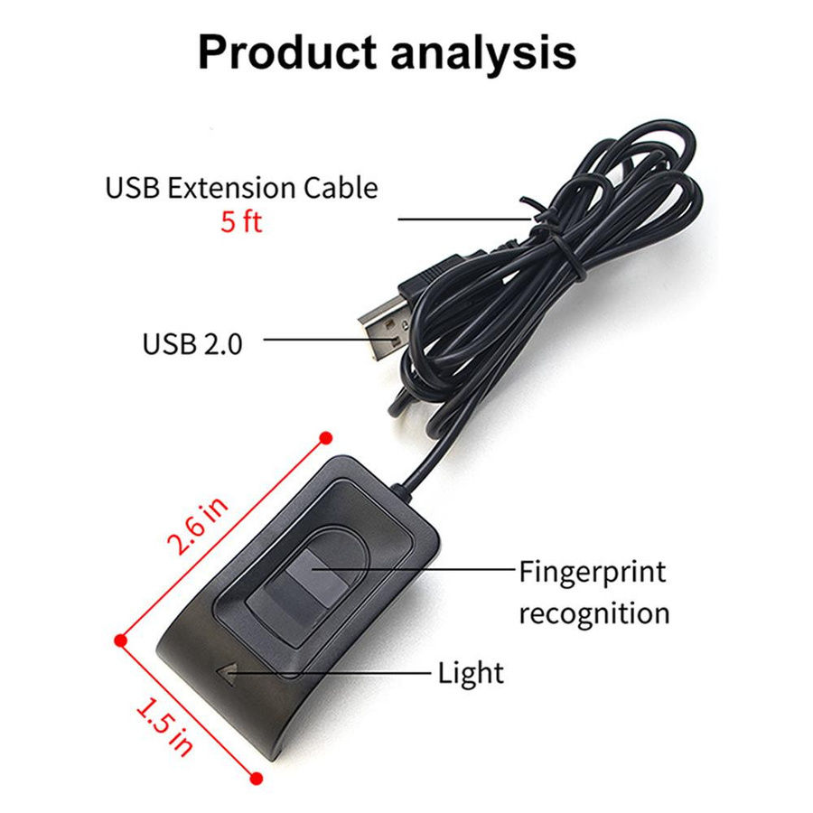mfySpace USB Fingerabdruckleser Biometrischer Desktop Scanner für PC und Laptop in Schwarz - Bild 5