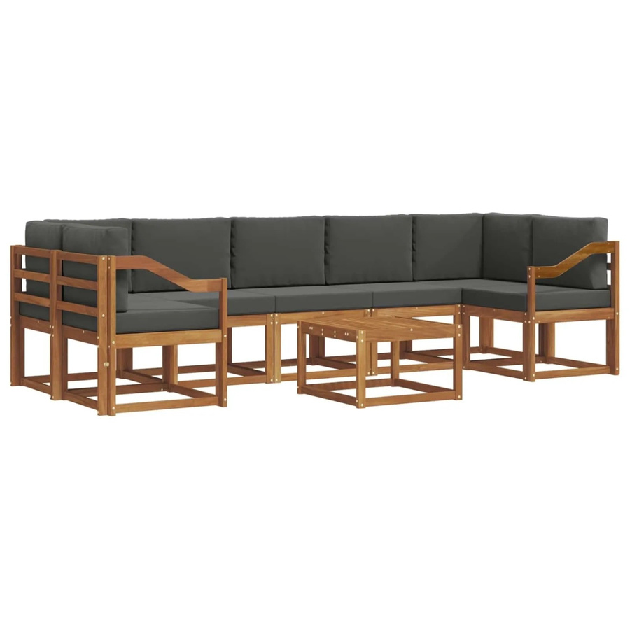 vidaXL Outdoor-Sofagarnitur L-Form aus Akazienholz mit 8 Kissen in Anthrazit und Natur - Bild 2