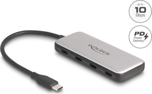 Delock USB-C Hub 4 Port USB 3.2 Gen2 10 GBit/s Schwarz Grau 64261 - Bild 2