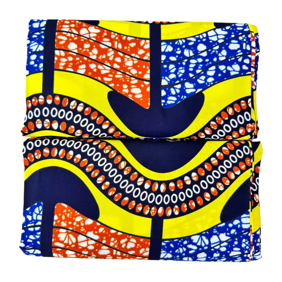 WENYUYA Angora-Stoff im afrikanischen Stil mit geometrischem Druck, Mehrfarbig, 6 Yard - Bild 2