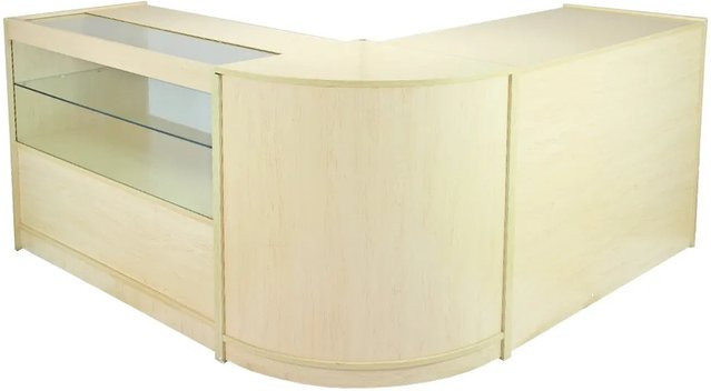 MonsterShop Draco Ladentheke Rezeption Verkaustheke in Ahorn Beige mit Glas B/T/H: 147 x 90 x 60 cm - Bild 1
