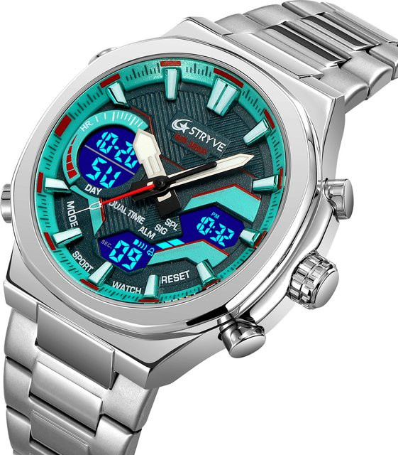 STRYVE Armbanduhr, Analog-Digital, Edelstahl, Silber, Herren - Bild 1