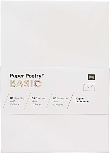 Rico Design Paper Poetry Kuvert Basic C6 Weiß, 10 Stück - Bild 1