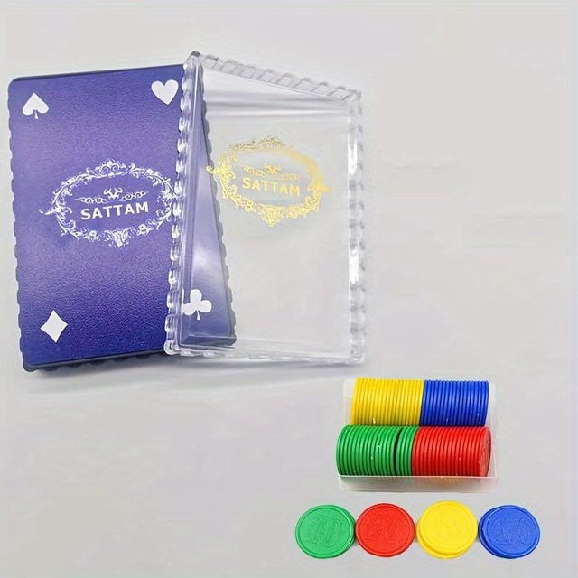 SZ-Damai Kartenspiel und 50-teiliges Tischspiel-Zubehörset, Kunststoff, Blau, Bunt / Mehrfarbig, 2pcs - Bild 1