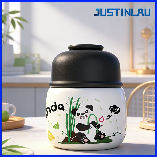 JUSTINLAU Bento-Box mit Cartoon-Mini-Thermoskanne aus Edelstahl und PP, gelb, 500 ml, inklusive Löffel und Schüsseldeckel - Bild 1