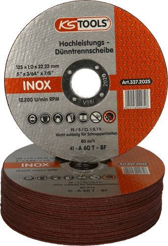 KS Tools Hochleistungs-Dünntrennscheibe Universal für Metall, Durchmesser: 125 mm, 25 Stück, Multicolor - Bild 1