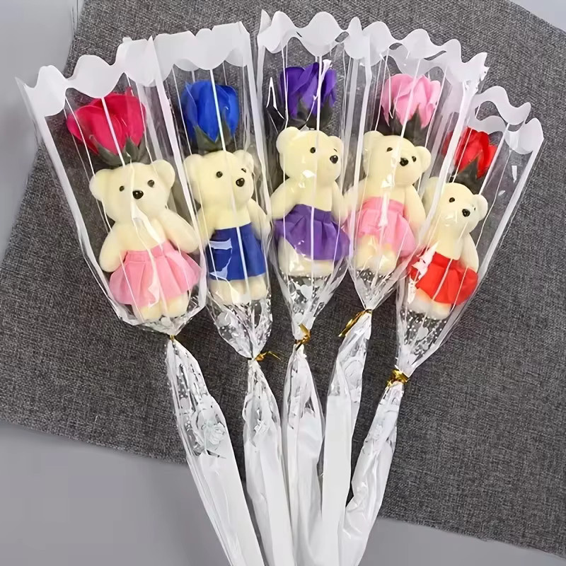 5-teiliges Set künstliche Rosensträuße in Multicolor für Valentinstag und Hochzeit - Bild 3
