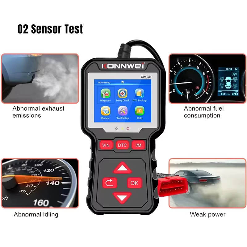 KONNWEI KW320 OBD2 EOBD Fehlerdiagnosegerät Auto-Scanner in Schwarz zum Lesen und Löschen von Codes für L/M Ready - Bild 5