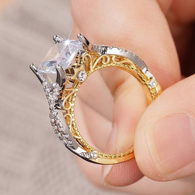 Huitan Fingerring, Bicolor, Zirkonia, Damen, Verlobung - Bild 1