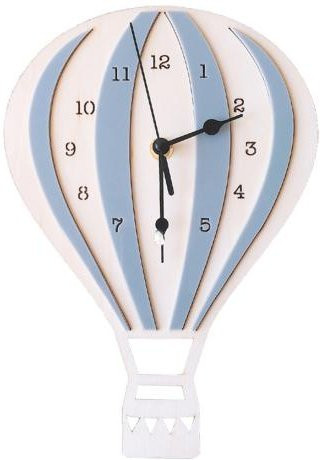Cherish Clock Wanduhr in Heißluftballon-Form aus Holz im nordischen Stil, Lichtgrau und Blau - Bild 1