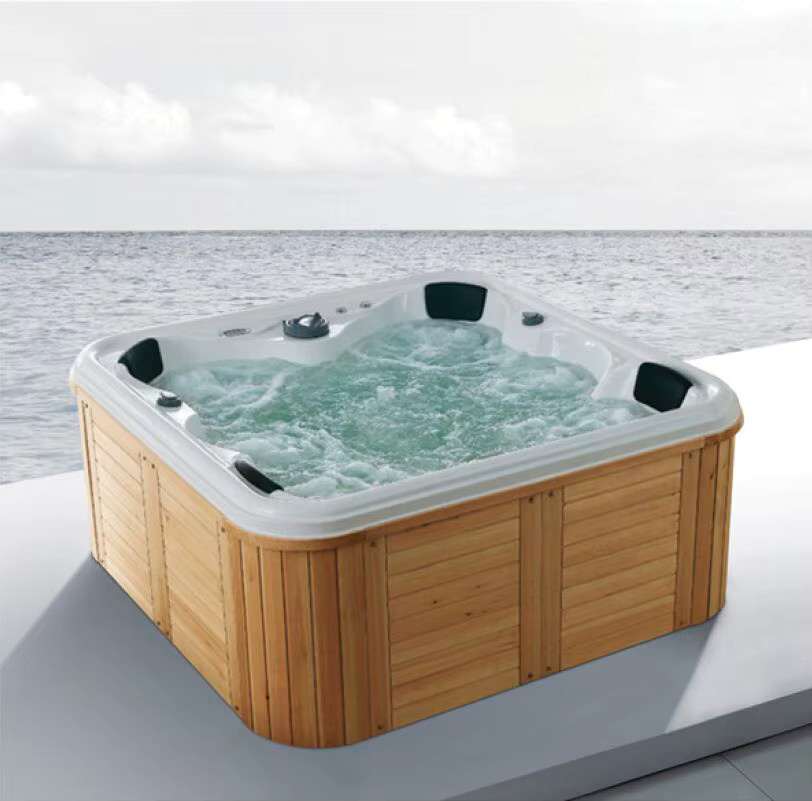 Tuboom 5-Sitzer Whirlpool SPA mit Hydromassage und Lounge aus Acryl, B/T/H: 212 x 212 x 90 cm - Bild 2