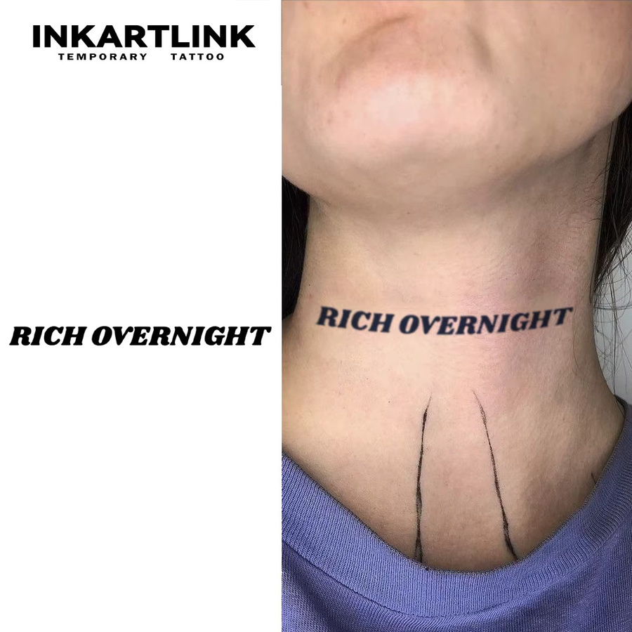 INKARTLINK Tattoo-Aufkleber Rich Overnight, Gothic-Schriftart - Bild 2