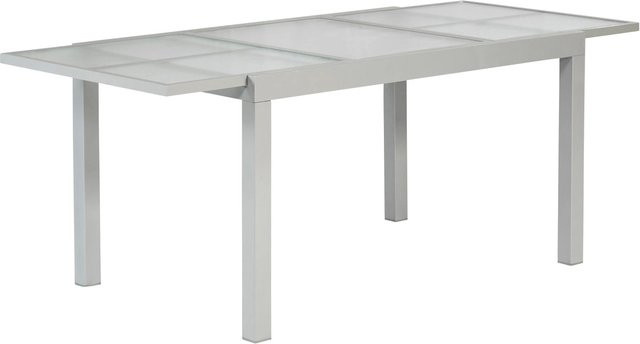 Merxx Ausziehtisch für den Garten aus Aluminium und Glas in Silber Matt, B/T/H: 120 x 90 x 75 cm - Bild 1