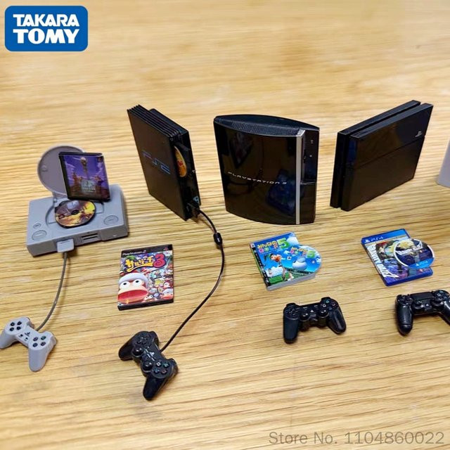 TAKARA TOMY Playstation PS1 2 3 4 5 Spielkonsole Miniatur-Sammlermodell, Grau - Bild 1