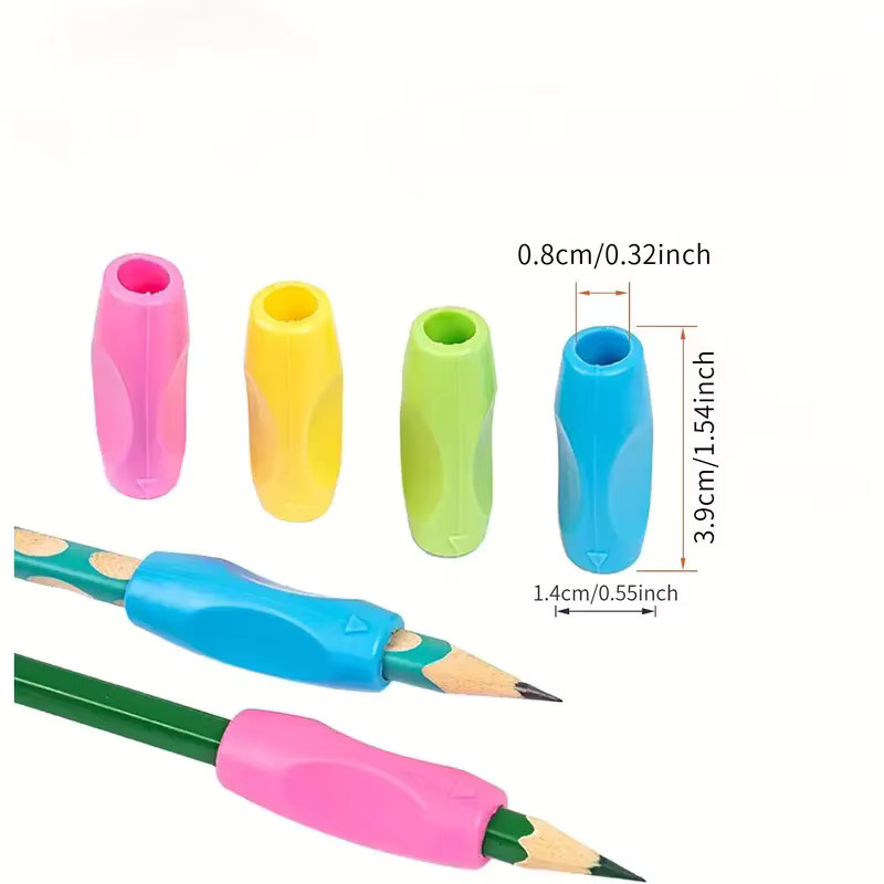 8 Stück Silikon-Stifthalter in Multicolour – Ergonomische und verstellbare Halterungen zur Haltungskorrektur für Schule und Büro - Bild 2