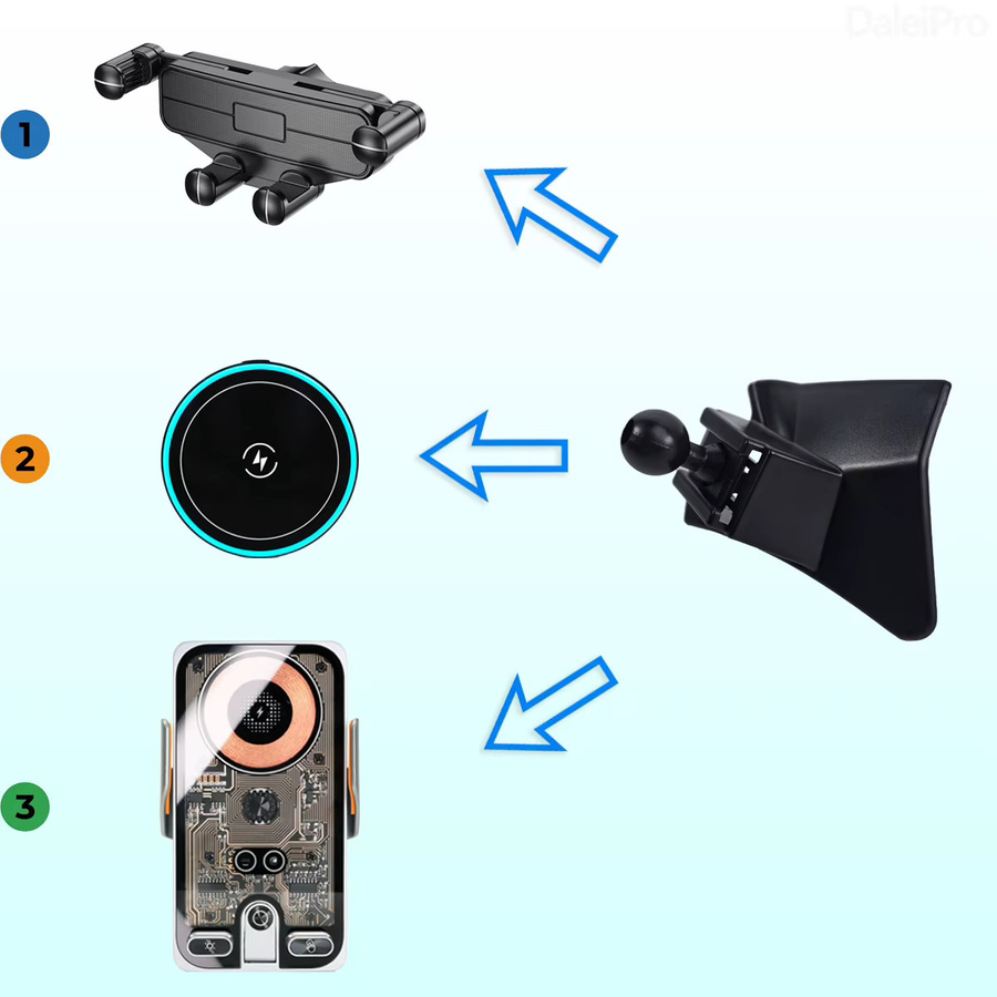 DaleiPro Magnetische Auto-Handyhalterung mit kabellosem Magsafe-Ladegerät und automatischer Klemmung für Hyundai IX35 (2010-2015), Schwarz - Bild 3