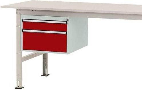 Manuflex PACKPOOL Gehäuse-Unterbau AS0003.3003 in Rot und Weiß mit 2 Schubfächern für Tischtiefe 800 mm, Nutzhöhe: 300 mm - Bild 1