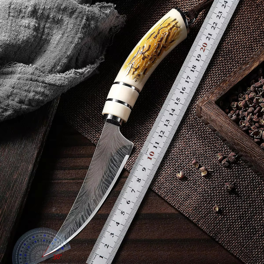 SHENJIU Ausbeinmesser mit scharf gebogener Klinge und satiniertem Finish sowie Kunststoffgriff - Bild 6
