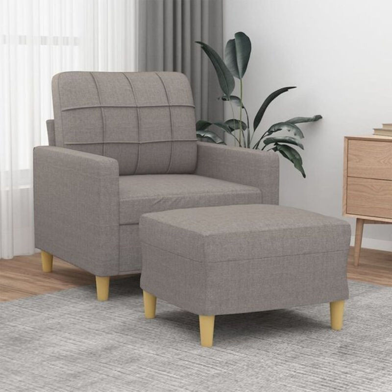 Modernes Relaxsessels Set mit Hocker von vidaxl in Taupe meliert aus Stoff und Metall - Bild 1