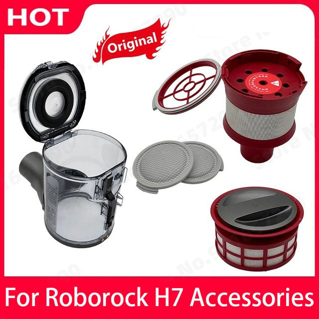 Roborock H7 Staubbox und HEPA-Filter Ersatzteil-Set mit Mülleimer und Zyklon-Montagemodul in Rot - Bild 1