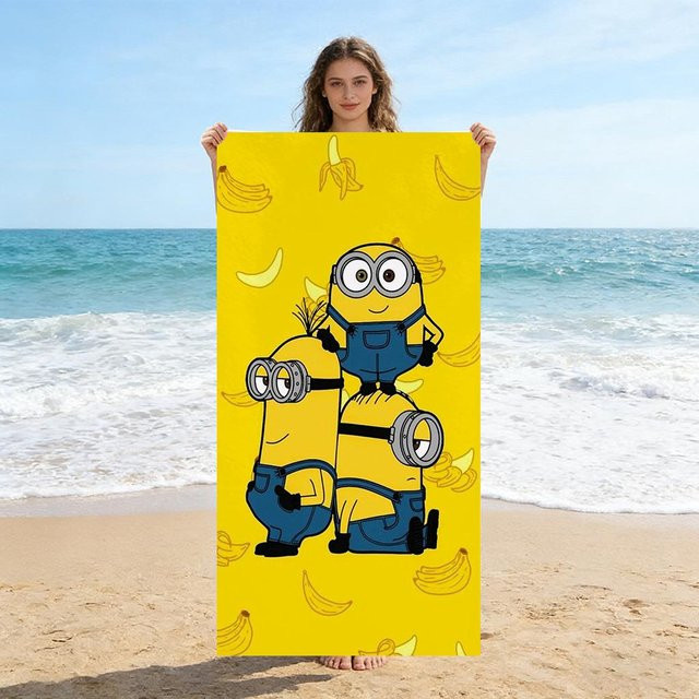 Bananamaster Schnelltrocknendes Strandtuch mit niedlichem Wesen Motiv in Gelb, B/H: 100 x 180 cm - Bild 1