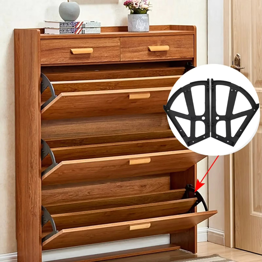 Schuhschrank-Zubehör Set mit Schubladenscharnier und Drehgestell in Schwarz - Bild 2