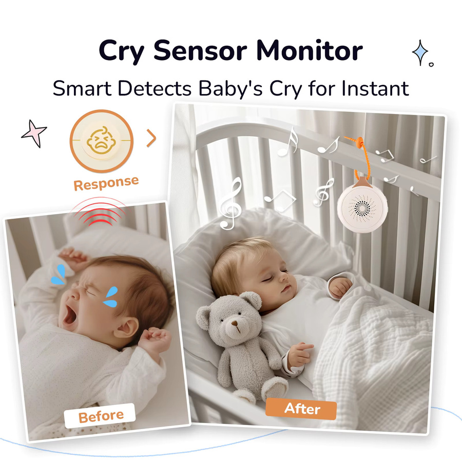 ZUNIQO Baby White Noise Maschine mit Schrei-Erkennung in Weiß, tragbare Schlafhilfe für Neugeborene mit 8 Geräuschen und USB-Wiederaufladung - Bild 2