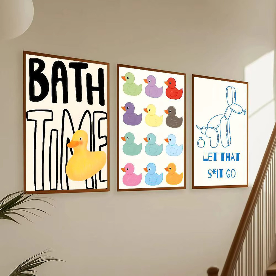 Selbstklebendes Wandposter mit lustiger Badezimmer-Gummi-Ente und Zitat, Mehrfarbig, B: 15 cm, H: 15 cm - Bild 2
