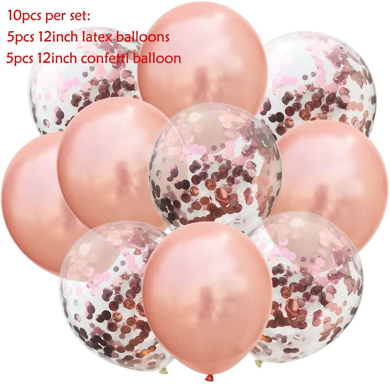DAWN Konfetti Latexballons Set, 10 Stück, Blau und Roségold, 30,48 cm, ideal für Babyparty, Hochzeit oder Geburtstag - Bild 2
