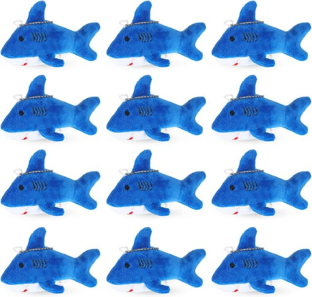 Binchi Fitness Haifisch Plüsch Schlüsselanhänger, dunkelblaue, 12-teiliges Set - Bild 1