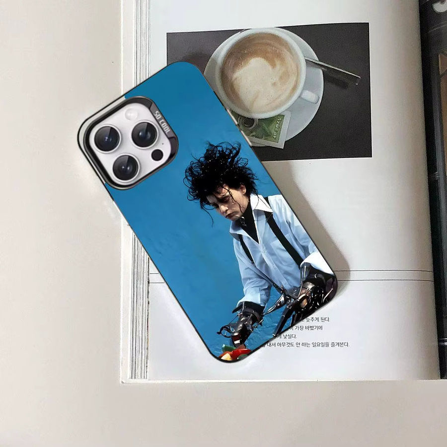 Retro E-Edward Scissorhands Stoßfeste Handyhülle für iPhone 17 16 15 14 13 12 11 Pro Max X XS XR in Silber - Bild 2