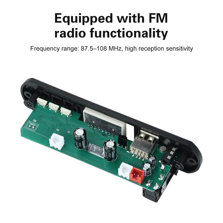 DC 12V Auto MP3 WMA Decoder Board mit Bluetooth 5.3, USB, TF, FM Radio und 2x50W Power Verstärker - Bild 2
