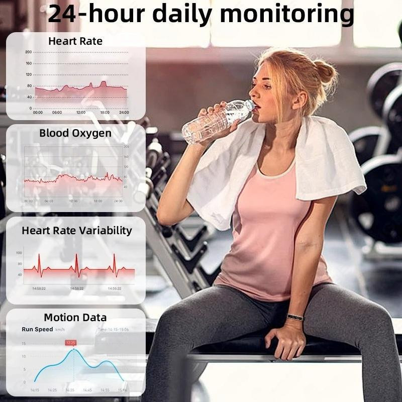 SACOSDING Smart Armband Fitness Tracker mit Herzfrequenzmessung, Schlaftracker und SpO2-Messung, Bluetooth, Unisex, Schwarz/Silber - Bild 6