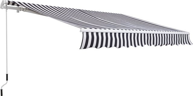 Outsunny Gelenkarmmarkise mit Handkurbel in Grau Weiß, Sonnenschutz aus Aluminium und Polyester für Terrasse und Balkon, B/T: 3,5 x 2,5 m - Bild 1