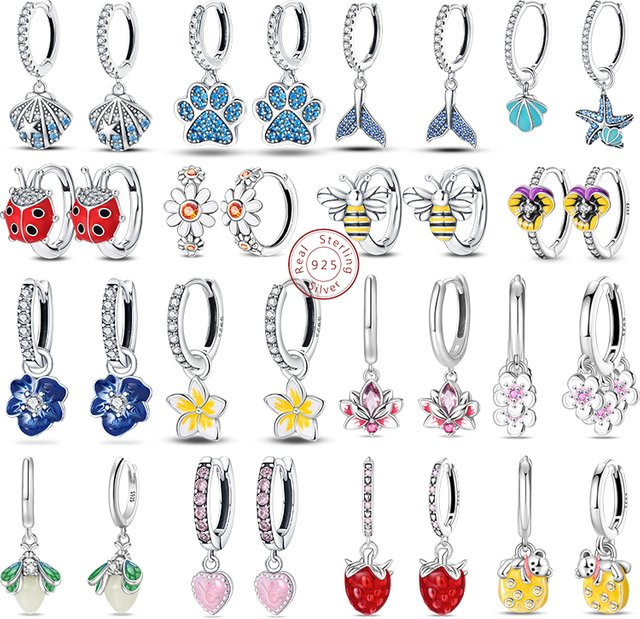 Pandach Ohrringe 925 Silber, blauer Zirkon, Sterne, Mond, Damen - Bild 1