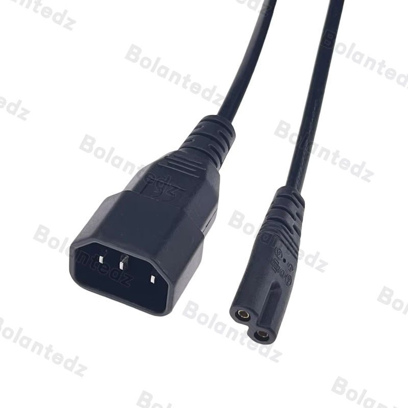 Bolantedz Netzkabel IEC C14 auf C8 Adapterkabel, 2,5 A, Farbe: Schwarz - Bild 2